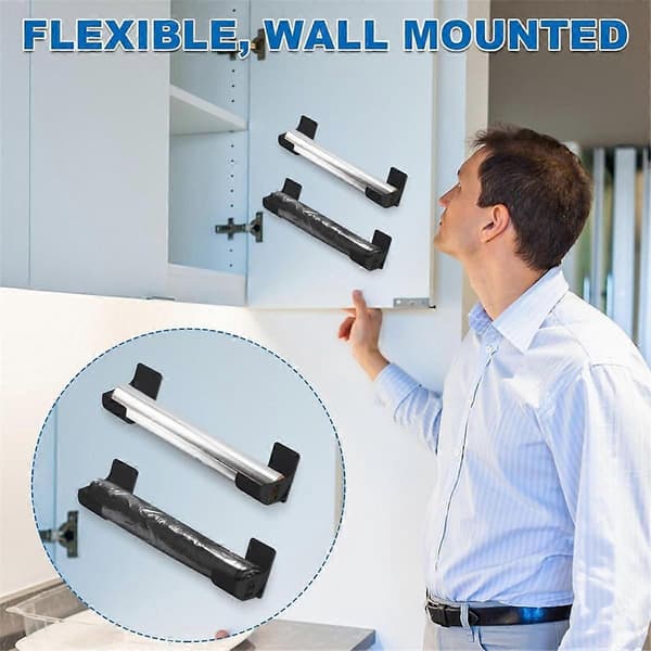 4 stk søppelposeholder, søppelposedispenser rullholder veggmontert handlepose rullholder f Black
