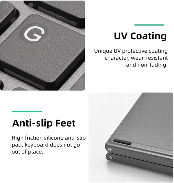 Foldable Keyboard B033 PLUS, with Touchpad, Rechargeable, 63 Keys (Grey)