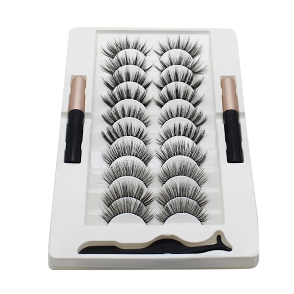 10 par magnetiske øyevipper og eyeliner-sett, gjenbrukbar 3D magnetisk løsvippeforlengelse Ingen lim nødvendig for sminke 5