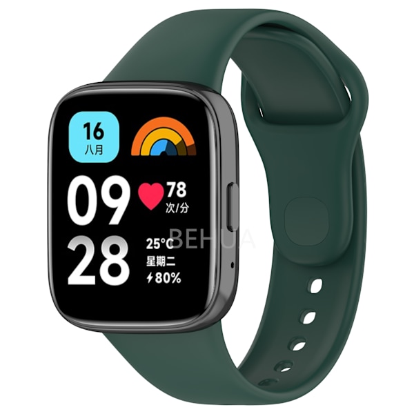 Silikoniranneke Yhteensopiva XiaoMi Redmi Watch 3 Activen kanssa / Yhteensopiva Redmi Watch 3lite -älykellon kanssa, urheiluranneke, rannekoru, korvaava Black