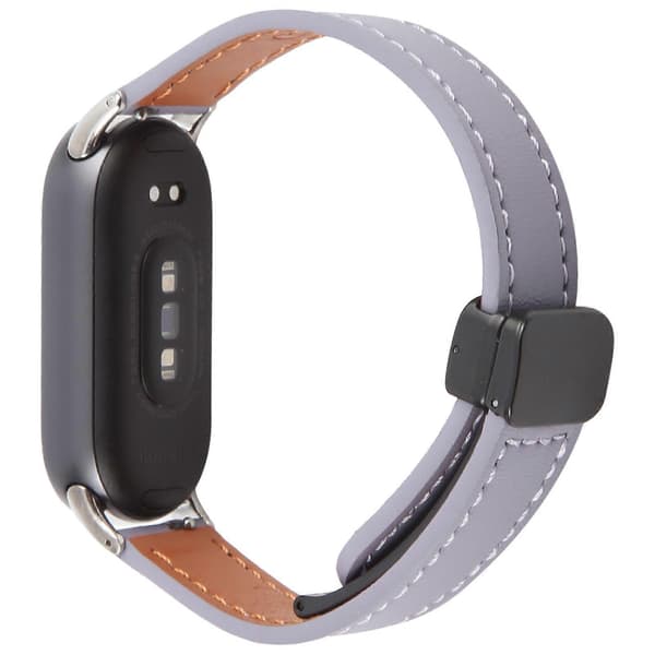 Til Xiaomi Smart Band 9 / 8 Foldbart Magnetisk Sort Spænde Mikrofiber Læder Urrem Lavendel