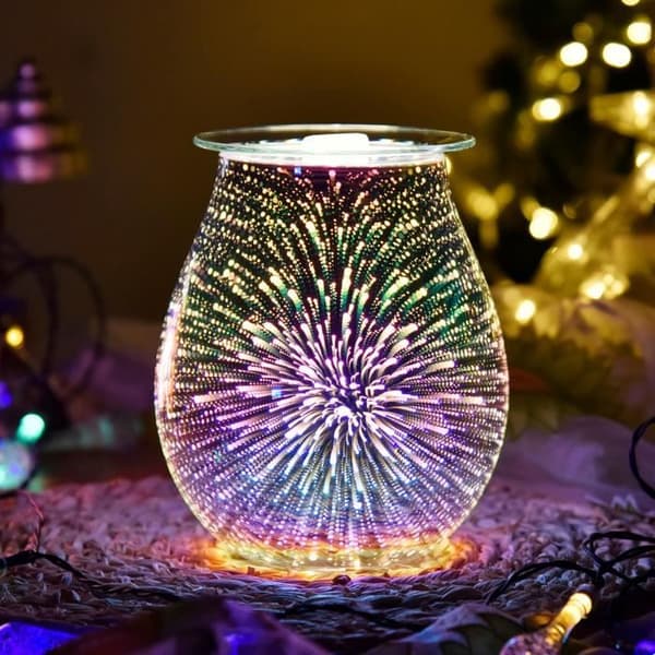 3D elektrisk glasdiffuser, aromatisk voksbrænder, duftlampe, natlys, aromadiffuser