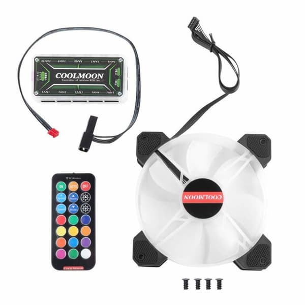 Sæt med 3 120 mm RGB-blæsere, controller, pc-kabinet.