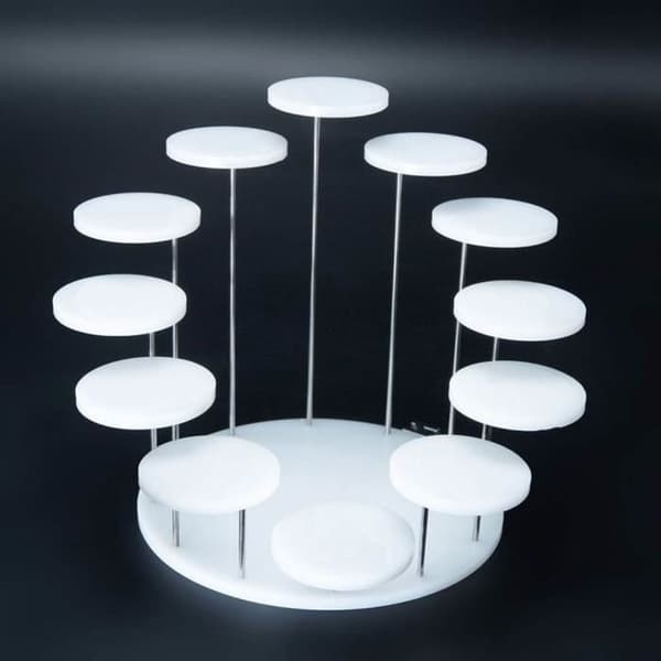 Rund tårtställning Cupcakeställning Dessertdisplay Serveringsbricka för vit L.