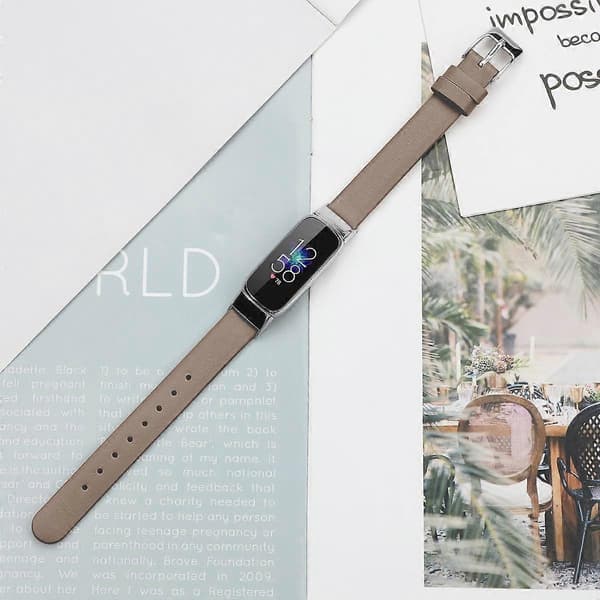 Fitbit Luxe -nahkakellon ranneke, koko: S (musta) Grey