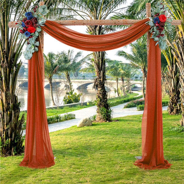 Gardiner til værelset Chiffon stof Draperingsgardin Bryllupsdekoration Festartikler Ceremoni Reception Dekorativ cortinas Red wine 75x400cm