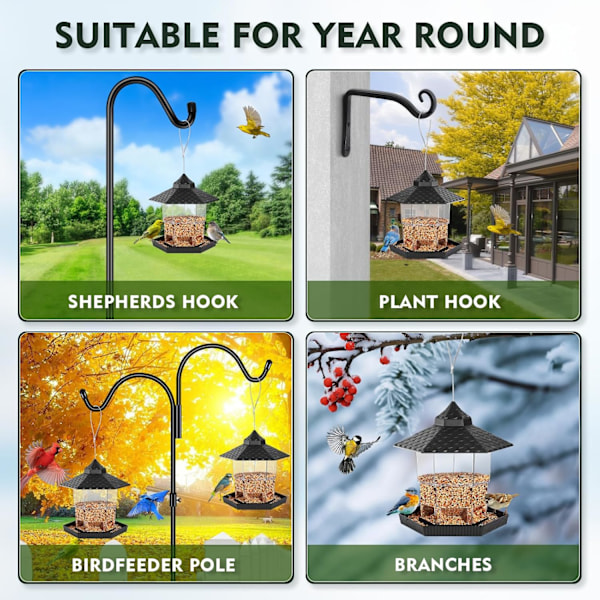 Fågelmatare för utomhusbruk, hängande, infällbar hopfällbar design Vildfågelfrömatare för utomhusbruk, 1-pack