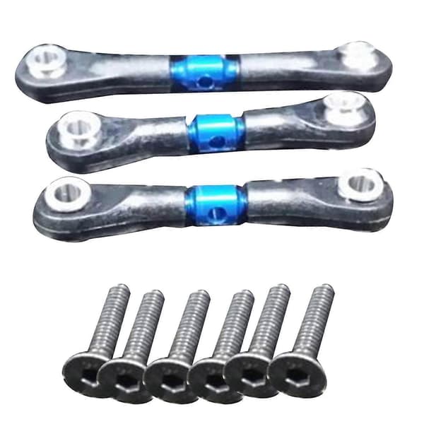 3 stk. metal styrestang trækstang til TT02 TT02T 1/10 RC bildele tilbehør, blå Blue