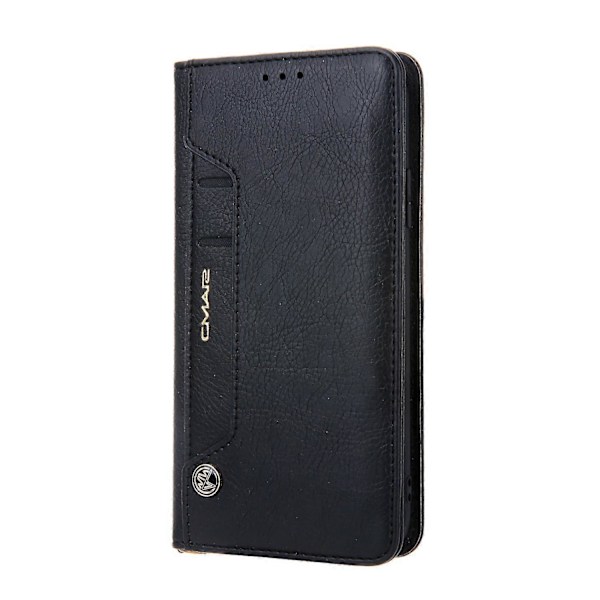CMAI2 Litchi Korn Auto-absorberende Læder Wallet Cover til iPhone 11 6.1 tommer (2019) - Black