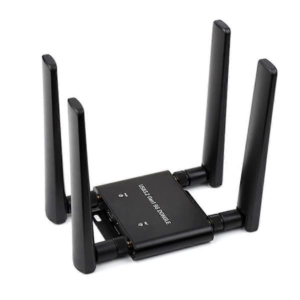 Waveshare USB 3.2 Gen1 5G DONGLE Expansionskort med 4 Antenner Aluminiumlegeringsskal Stöder M.2 K Black