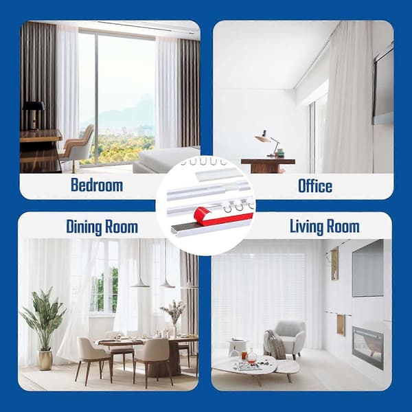 Self-adhesive curtain track 3 m Drill-free ceiling or wall mounting with strong adhesive backing