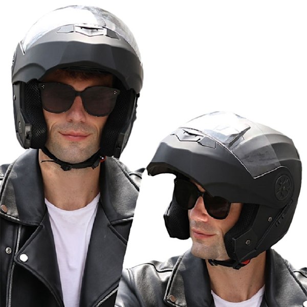 Arrival Motorcykelhjälm för män, professionell racing, uppfällbar, ABS-material, modulär, dubbla linser 7 S（55-56）