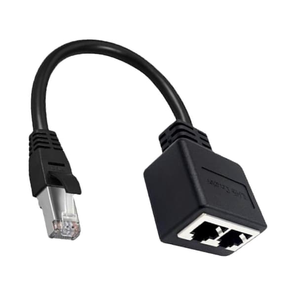 RJ45 Ethernet-splitter, 1 plugg til 2 x hun LAN Internett-kabeladapter FT