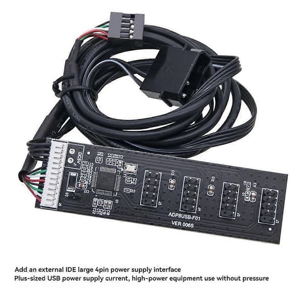 USB2.0 Header Splitter 9 Pin 1 til 4 Forlænger Hub Splitter med IDE Interface Kabel til PC Bundkort Adapter Black Ide