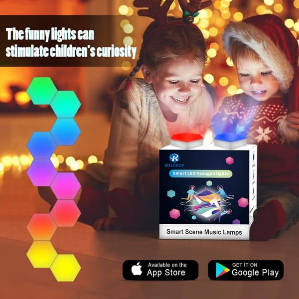 Hexagonlamper, Hexagon Væglamper, Hexagon LED-lampe med APP C