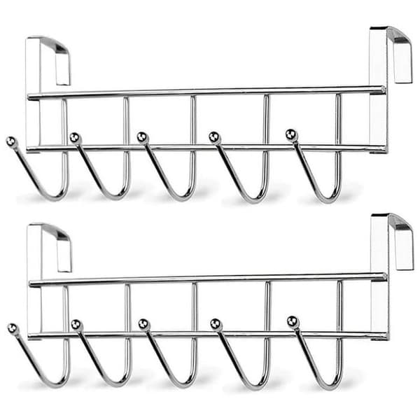 Sett med 2 dørkroker, rustfritt stål, solid, ergonomisk, for bad og soverom.