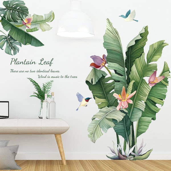 Grön växt Väggdekor Tropisk växt Väggdekor Tapet med bananblad och gröna  tropiska löv Gör själv-väggdekor Hemdekorationer för Li 7255 | Fyndiq