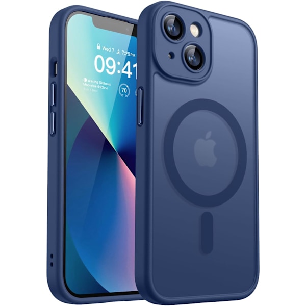 Magnetiskt skal för iPhone 16 Pro Max med fullständigt kameraskydd [Kompatibelt med MagSafe] [Transparent matt] Skyddande mobilskal, Deep Blu Purple Deep Blue iPhone 13