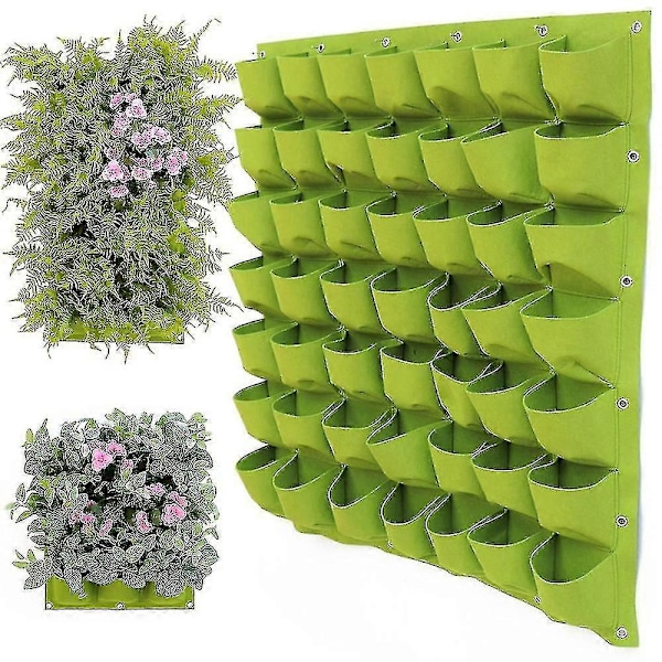 Svarta Gröna Väggmonterade Planteringspåsar Blomkruka Odla Påse Trädgårdsplanter Vertikala Suckulenter Växtkruka Heminredningstillbehör Black 64 Pockets