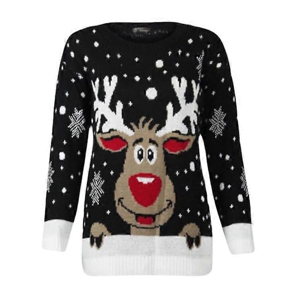 Dam Herr Rundhalsad Julmönstrad Långärmad Tröja Par Jul Tröja Pullover Toppar black 2xl