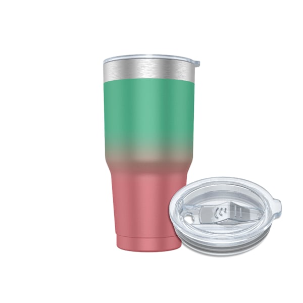 Kaffetermosmugg 900ml (10 färger) och tekopp för hand eller bil - Termosmugg i rostfritt stål med lock, rostfri stålkopp. Rosa Degradado