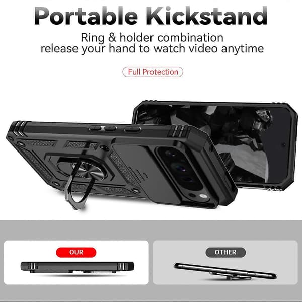 Telefondeksel med skyvbart Camshield-holder Black For Google Pixel 9 Pro XL