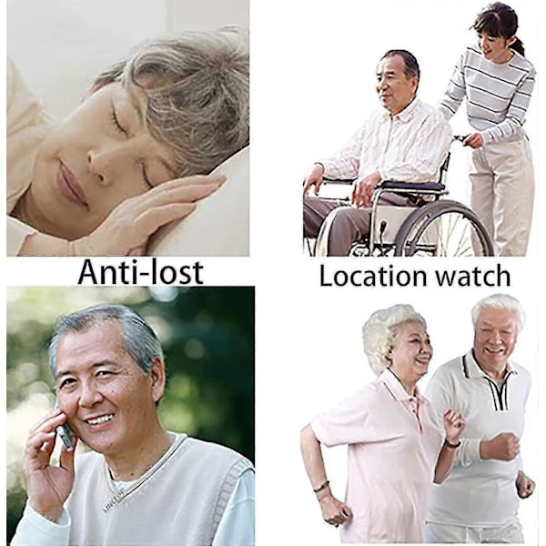 Sos Armband Gps Tracker Kompatibel med Äldre Nödsamtal Sos Gps Locator Telefon Nödhjälp Ip67 Vattentät Smart Klocka Telefon, svart