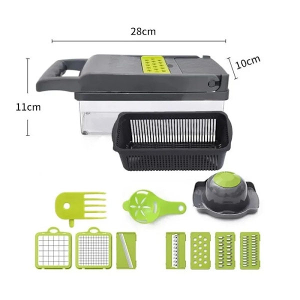 14/16 i 1 Multifunksjonell Grønnsakskutter Håndtak Matrist Grønnsakskutter Grønnsak Slir Dir Kutt Kjøkkenartikler cocina 14 in 1 grey1