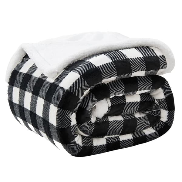 1 rutig fleeceduk, sherpafoder, 460 GSM mikrofiber, för soffa, säng, vardagsrum.