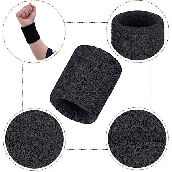Söta Armband Tjocka Svarta Skyddande Elastiska Sportarmband Svettband