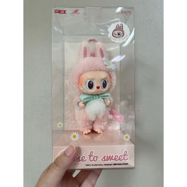 Mokoko 1st Spring Flower Sweetheart Pink Labubu Vinyylinukke Kawaii Reppu Riipus Koriste Nuken Huvipuisto Limited Edition
