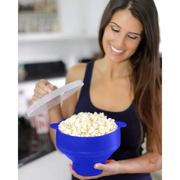 Popcornskål sammenklappelig i silikone Blue