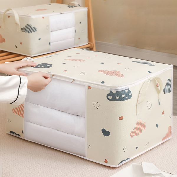 Förvaringsväska för täcken Garderob Kudde Vinterkläder Hållare Låda Stapelbara Leksaker Böcker Jeans Organizer Väska Vikbar Filt Förvaringsväska Lion - L