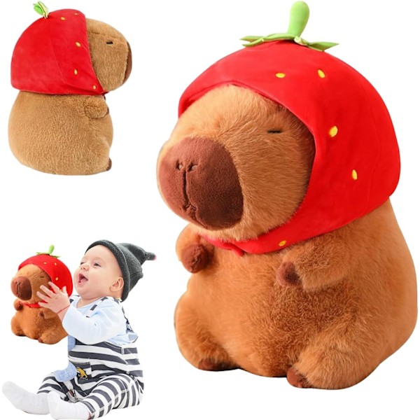 Capybara Plyslegetøj, Karpe Simulationslegetøj, Jordbær Capybara Plys, Realistisk Plys Capybara, Jordbær Sød Plys Karpe, Capybara Plys, Fødselsdagsgave M9