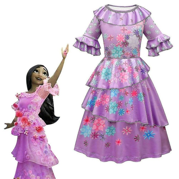 Flickor Encanto Princess Isabela Cosplay Kostym Fancy Dress Up Barn Festklänningar 7-8 Years