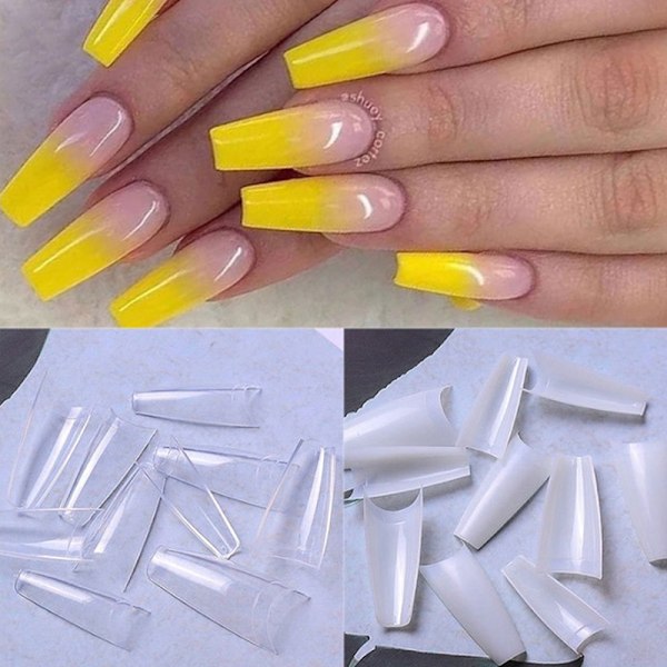 500 stk. franske T-formede falske akryl negle kunst tips UV falsk negl - Perfekt Transparent