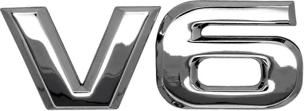 V6 Krom Metall Emblem med 3D Logo for Bil