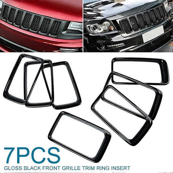 7PC Blank Sort Grillring Frontgrillindsatser Dæk Trim Kit til Grand 2014-2016