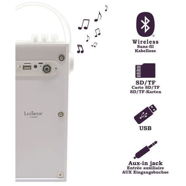 Karaokekaiutin lapsille - LEXIBOOK - iParty® - Bluetooth® V5.0 - Valotehosteet Vit