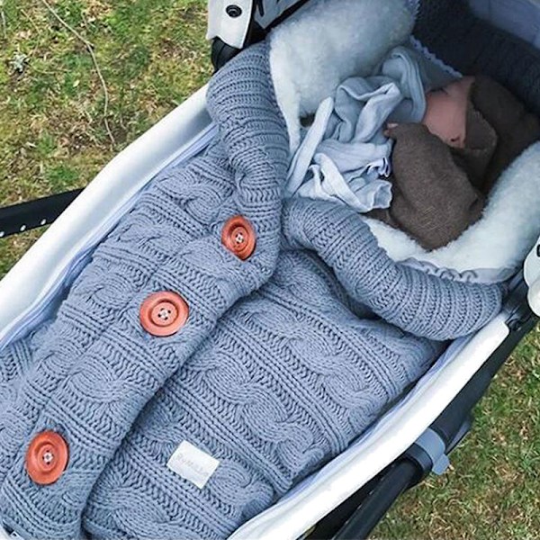 Sovsäck för bebis, foder av konstgjord kashmir för barn, nyfödd inlindning, filt för barnvagn Black Sleeping Bag