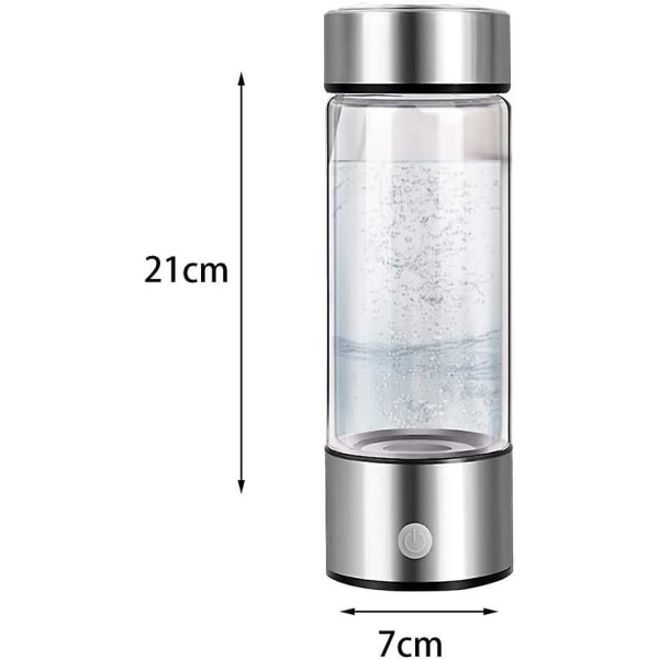 Vätevattenflaska, bärbar väterikt vattenglas Uppladdningsbar jonvattengenerator Väterik vattenkoppsgenerator för hemresor Silver(80