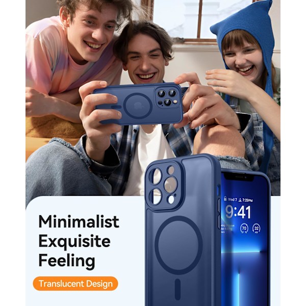 Magnetiskt skal för iPhone 16 Pro Max med fullständigt kameraskydd [Kompatibelt med MagSafe] [Transparent matt] Skyddande mobilskal, Deep Blu Purple Deep Blue iPhone 13 Pro Max