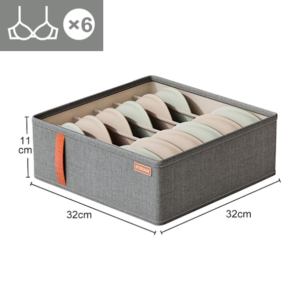 Garderob Underkläder Jeans Fack Förvaringslåda Stapelbara Strumpor BH Byxor Hållare Garderob T-shirts Byxor Organizer Utrymmesbesparande Light Grey - 6 grid
