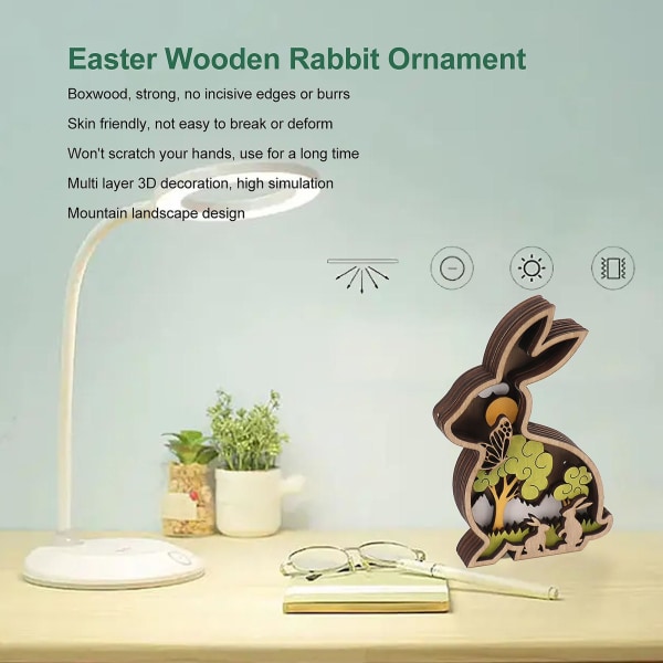 Trä påskbordsprydnad - Spring Rabbit Sculpture