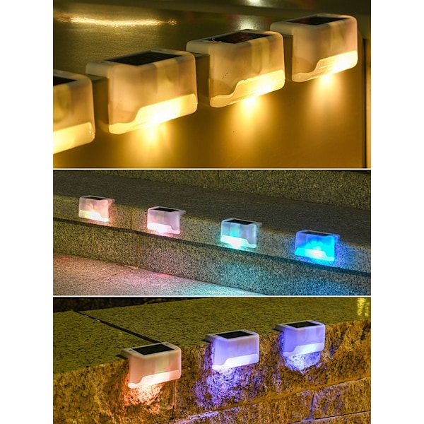 16-pack Solcellslampor för Utomhusbruk, Vattentäta LED-Solcellslampor för Trappor, Staket, Trädgård, Uteplats och Gångväg Svart hölje Varmt ljus black Warm light