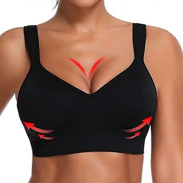 Naisten langaton topattu urheiluliivi Push Up treeni kuntosali jooga saumaton crop toppi mukava liivi a Black S