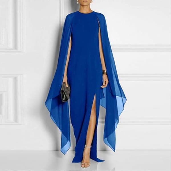 Ærmeløs chiffon aftenkjole med sjal Sort Black M