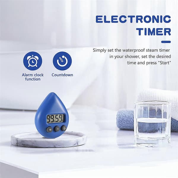 Digitalt baderomsklokke vanntett dusjklokke timer Blue