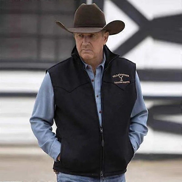 Väst Herr Yellowstone Jacka Slag Brun Tryck Dragkedja Väst Slim Fit För Vardagligt Utomhusbruk Herr Väst Kappa Kläder Brown S