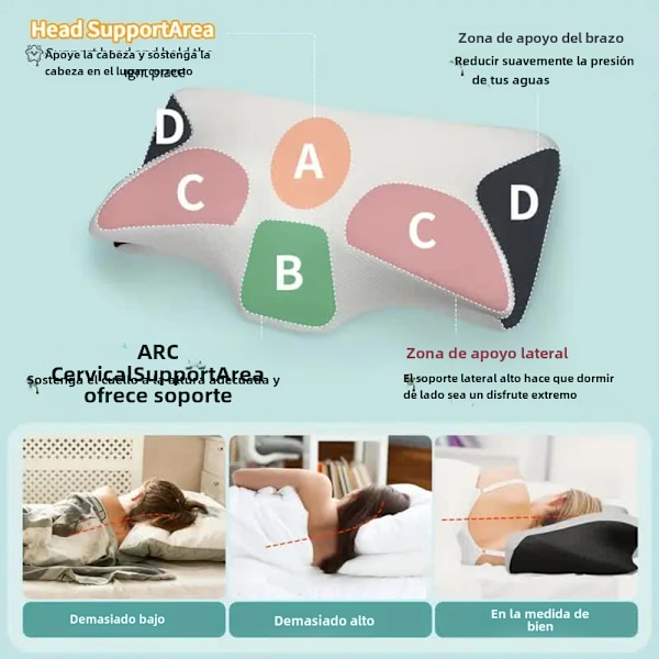 Ortopedisk pute i memory foam for nakken, komfortabel pute med sakte tilbakemelding for soving med sommerfuglform Black